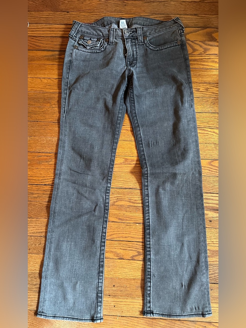 True Religion Women's Grey Straight-Leg Jeans